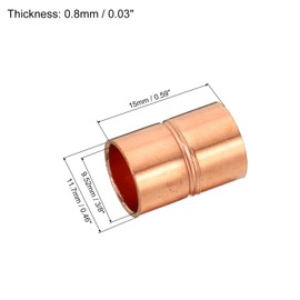 PATIKIL 6pcs 9.52mm ID Straight Copper Coupling Welded Joint Pipe Fitting Stopper with Rolled Pipe Water Air Conditioning Duct
