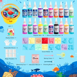 ARTPAR Magic Water Elf Toy Kit - Aqua Fairy DIY Craft Set with 20 Magic Gels & 16 Molds - Create Your Own Squishy Water Pets - Fun STEM Art Activity for Kids Ages 3+ - Birthday Gift for Boys Girls