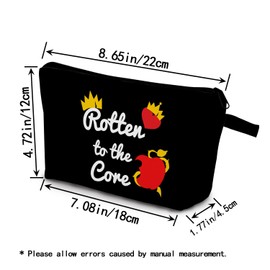 YULUENZE Black Descendants Makeup Bag Descendants Fans Gift Organizer Zipper Pouch Rotten to the Core Rotten Apple Toiletry Cosmetic Bag Present for Women Friends Family