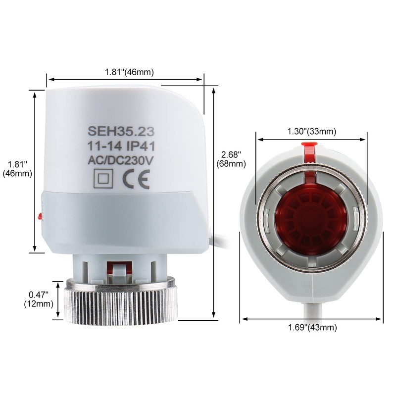 Wengart Thermal Actuator Valve WG03, Normally Closed 2 Wire AC230V