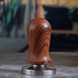 WELLYUK 53mm Spring Loaded Espresso Tamper and Stirrer Set Includes Silicone Tamping Mat, Walnut Wood Coffee Tamper with Barista Accessories Kit for Espresso Machine, Wooden