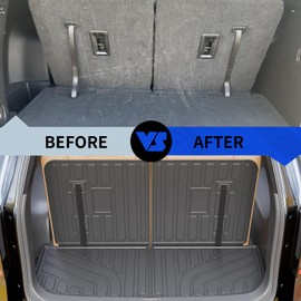 Rongtaod Cargo Mat Compatible with 2017-2023 GMC Acadia 6&7 Seats Trunk Mat Trunk Liner Cargo Liner TPE Back Seat Cover Protector All Weather 2022 Acadia Accessories (Trunk Mat with Backrest Mat)