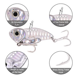 FANGBLUE Blade Baits Metal VIB Fishing Lures 3/8oz(10g) Hard Spinner Blade Baits Long Casting Jigging Spoons for Bass Walleye Trout Fishing Accessories