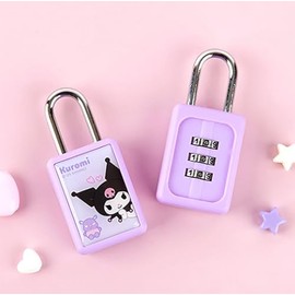 Cute Locker Lock, Combination Lock, 3-Digit Padlock for School Gym Sports Travel Luggage Key Chain (Purple)