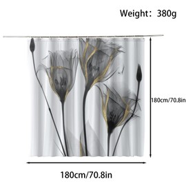 FAIRYGATE Shower Curtains for Garden Flower Pattern Extra Large Wide Waterproof Bathroom Curtains Waterproof and Anti-mould Shower Curtain for Wet Room B8207