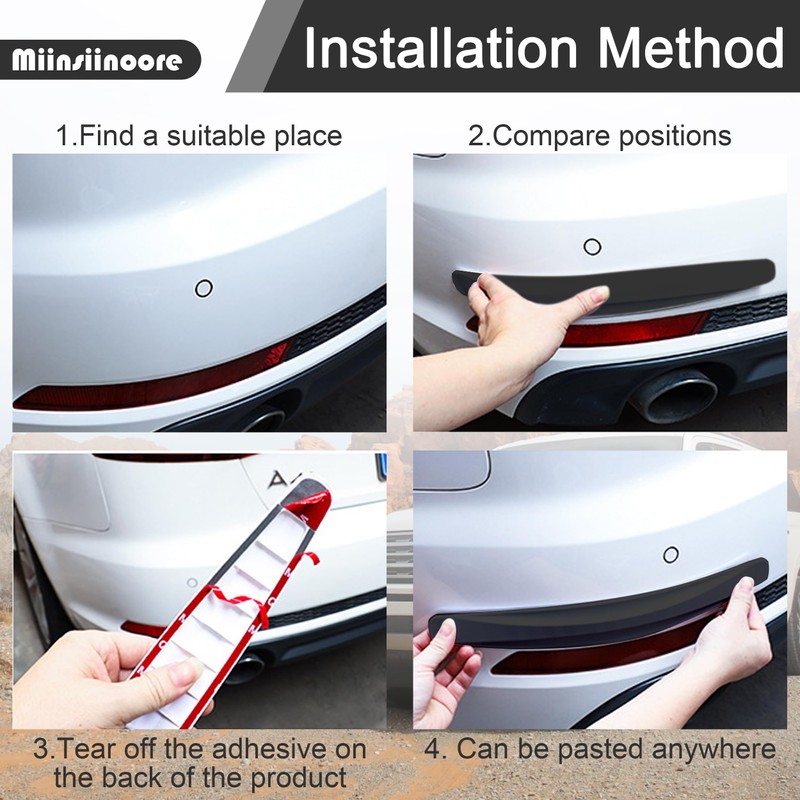4 Pcs Car Front Rear Bumper Protector Strips, Universal Anti-Collision