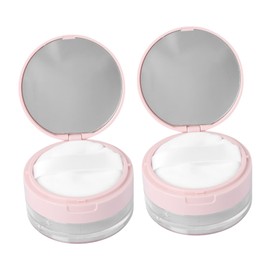 Mikinona 2pcs Powder Puff Case Triangle Puff Translucent Face Loose Face Powder Empty Loose Powder Container Empty Loose Containers Loose Powder Containers Mini Puff Puffers Sponge Pink