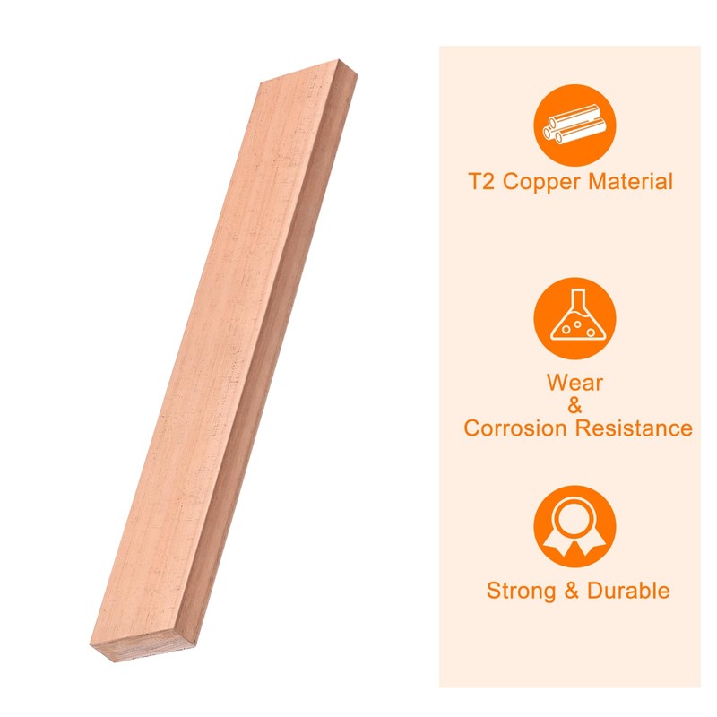 sourcing map Copper Flat Bar, 0.31 Inch Thickness x 0.98