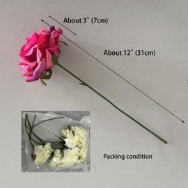 UiiziC Artificial Flowers Rose 6 PCS 12"/31cm Faux Plants Bulk Fake Flower Bouquet for Vase Fillers Floral Arrangement Wreath Wedding Party Bouquets Garden Centerpieces Decor (Fuchsia)