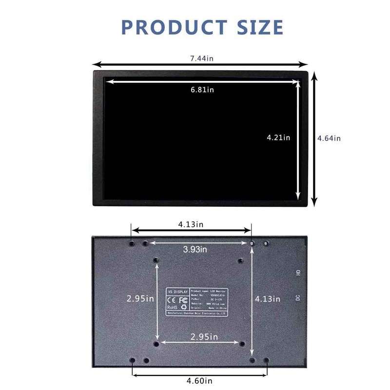 VSDISPLAY 8 Inch Small Mini LCD Monitor 1280x800 IPS Screen