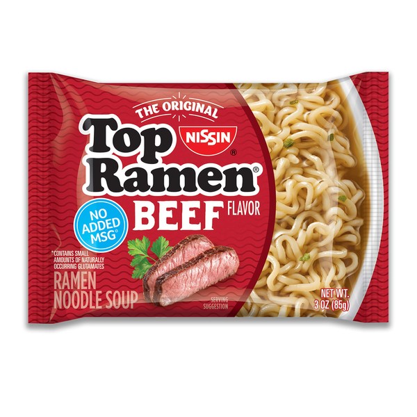 Nissin Top Ramen, Beef, 3 Ounce (Pack of 24)
