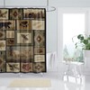 Retro Rustic Shower Curtain, Moose Deer Bear Leaf Tree Country