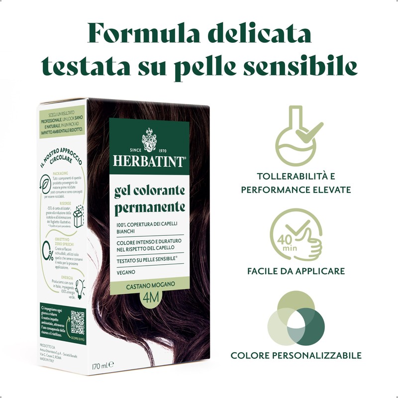 Herbatint 4M Permanent Hair Dye Gel for Sensitive Skin 170ml