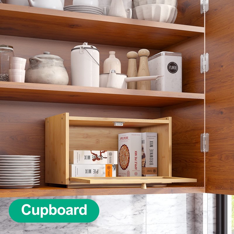 kiplant Large Bread Box for Kitchen Counter, Bamboo Bread Storage