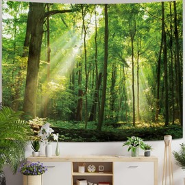 Skcess Tapestry Nature Forest Tapestry, Wall Towel Tree Sunrise Tapestry Wall Hanging Jungle Wall Decoration for Bedroom Living Room 240 x 220 cm