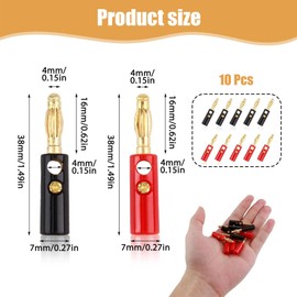 dinghaole 10 Pcs 4mm Speaker Banana, Banana Plug for Speaker Wire Gold Plated speaker Wire banana Plugs Connectors, for Musical Audio wire Video Receiver Home Theater