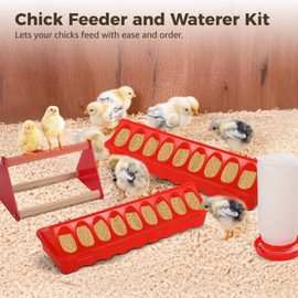 8 Pack Chick Feeder and Waterer Kit, Chick Feeding Supplies, Includes 3 Feeders, 2 Waterers, and 3 Perches, Chicken Starter Kit for Brooder & Coop, Ideal for Small Poultry