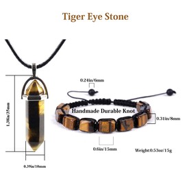 HESHPAWS 7 Chakra Pendant Necklace Healing Bracelet Set Orgone Energy Protection Necklace Yoga Adjustable Bracelet for Women Men, Stone, stone