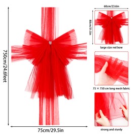 VEYLIN Christmas Red Bow Christmas Cabinet Door Ribbon Bow Large Door Bow Christmas Christmas Tree Wreath Bow Festival Wrapping Decorations for Christmas Party Supplies