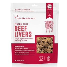 smallbatch Freeze-Dried Liver Treats for Dogs & Cats – Single-Ingredient, Protein-Rich, All-Natural Snacks – 100% Humanely Sourced – No Additives or Preservatives – (4 oz, Beef)