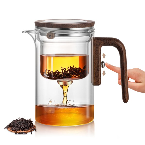 Enchanti Tea Pot, Magic Glass Teapot with Strainer,Magnetic Water Separation