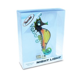 Puzzled Glass Art Night Light, Energy Efficient Plug in Decorative Socket Lamp, Manual On & Off Portable Light for Stairway, Bedroom, Bathroom, Nursery, Home Accessory & Kitchen Decor - Seahorse