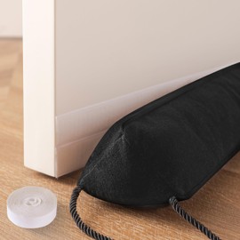 Joypea 36" Door Draft Stopper for Bottom of Door, Under Door Gap Filler with Removable Cover up to 3 Inches, Weighted Bottom of Door Barrier for Noise, Air, Wind and Light, Black
