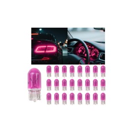 Osilly 25PCS T10 12V 5W Car Turn Signal Light Bulbs, Clear Flat Foot Vehicle Side Marker Lamp Bulbs, Auto Interior Amber Headlight Bulbs Accessories, Universal for SUV, Sedan, Truck (Pink)