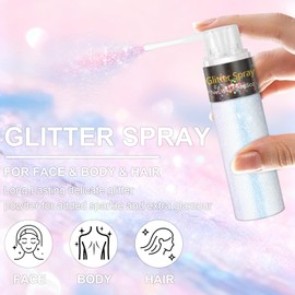 Holographic Hair and Body Glitter Spray, Ultra Fine Resin Glitter Powder for Festival Rave Prom Makeup, DIY Crafts Clothes & Accessories, Long Lasting Sparkle (Sparkling Pink,1 PC)