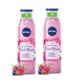 Metrey Herbotech Fresh Blend's Raspberry Body Wash, Vegan Shower Gel with Blueberry and Almond Milk, 300ml, 2 Pack