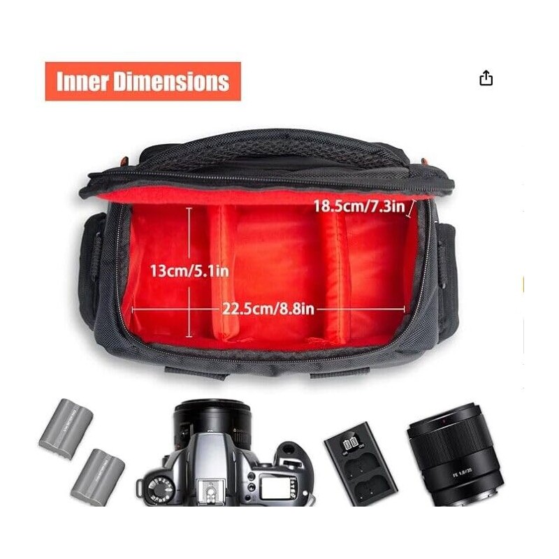 FOSOTO SLR Camera Bag, Large Capacity, Shoulder Bag, Mirrorless SLR