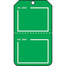 Accuform TPP227CTM PF-Cardstock Blank Numbered Tag, Legend "(Blank)", 5.75" Length x 3.25" Width x 0.010" Thickness, White on Green (Pack of 5)