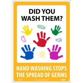 National Marker DID You WASH Them? Hand Washing Stops The Spread of Germs, 14 X 10 Rigid Plastic Sign, Novel CORONAVIRUSAwareness & Prevention, Multi-Color