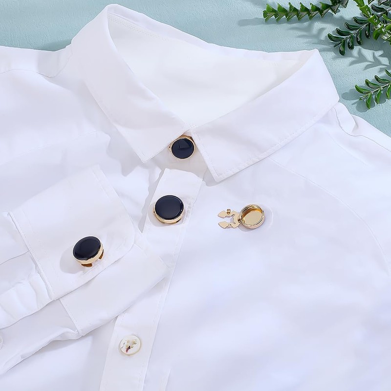 CRAFTYMELODY 4Pcs 2 Size Button Covers for Men's Shirts Flat