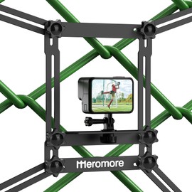 Meromore Black Fence Mount - Action Camera Aluminum Fence Mount Compatible with GoPro, Phones, Digital Camera, Ideal Backstop Camera Fence Clip for Recording Baseball, Softball, Football Games