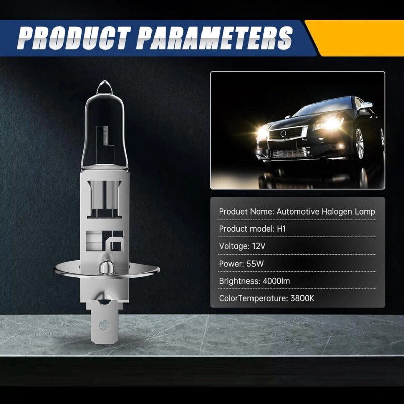 PCC 2X H1 12V 55W Halogen Headlight Replacement Bulb Lamp