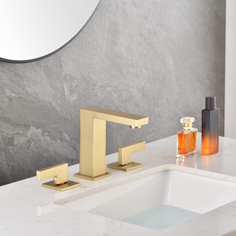 sumerain Brushed Gold 8 Inch Widespread Bathroom Faucet 2 Handle