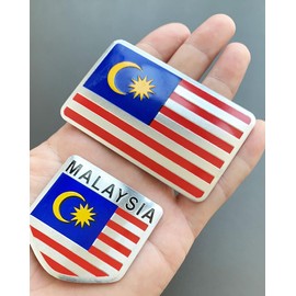4Pcs Metal Malaysia Car Decal, Flag Stickers for Cars Trucks SUV Boats Bumper Window Fender, Patriotic Badges