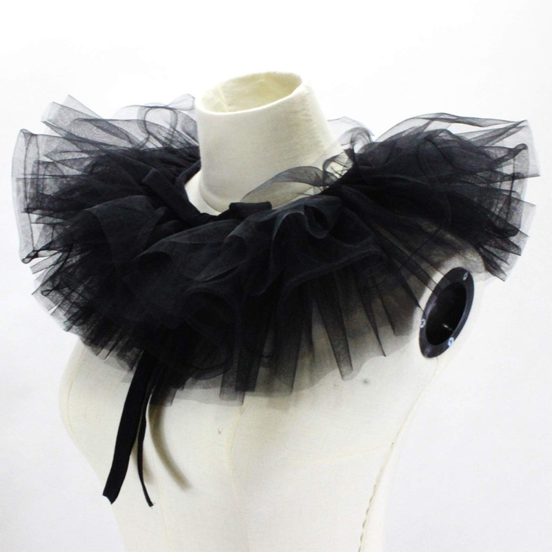 Saccgt Victorian Ruffled Mesh Fake Collar Shawl Tulle Clown Cosplay