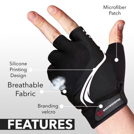 WESTWOOD FOX Cycling Gloves for Men Women, Breathable Half Finger Mountain Bike Gloves with Anti-Slip, Shock Absorbing Padded Palm, MTB Road Biking, Bicycle Gloves for Workout Sports (WHITE, L)