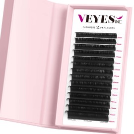 VEYES INC Cashmere Luxe Lashes - Tapered Tips Volume Lash Extension Trays B/C/CC/D/M/J Curl, 0.03-0.05, 8-17mm | Matte Black Professional Eyelash Supplies for Lash Techs (0.03 C 10mm)
