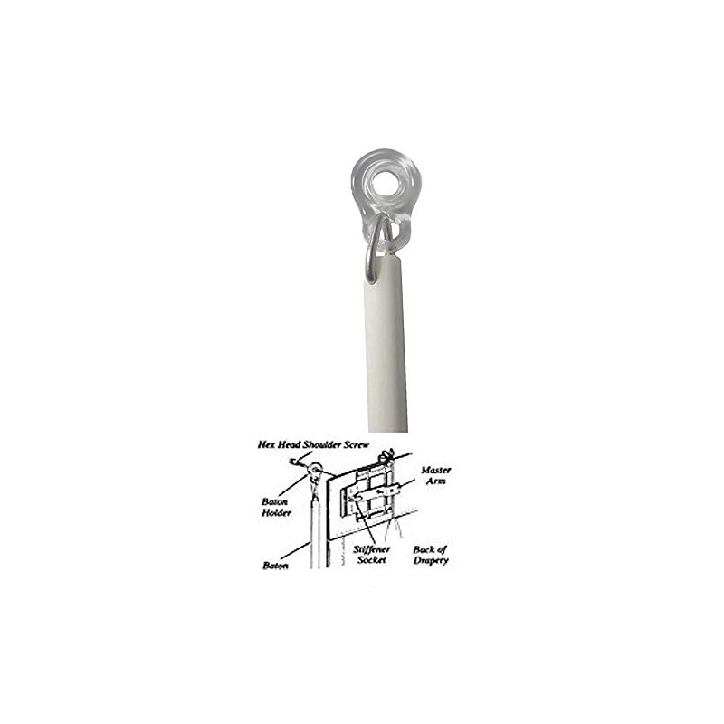 36" FIBERGLASS DRAPERY BATON Curtain Wand with Plastic Adapter -