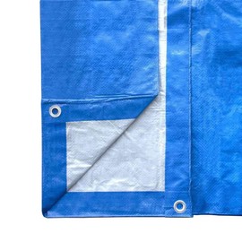 16' x 20' Blue and Silver Reversible Multi-Purpose Tarp - 5 Mil Thickness / 8 x 8 Weave - Water Resistant Poly Cover for Tents and Weather Protection