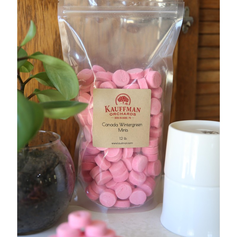Kauffman Orchards Canada Wintergreen Mints, Pink Candy Lozenges In Bulk,