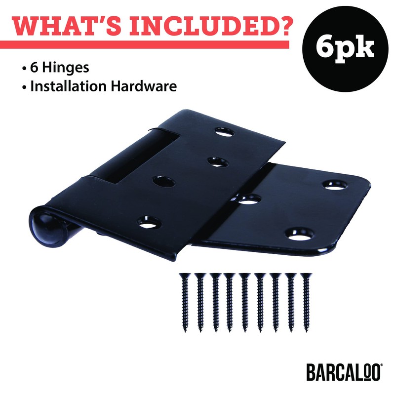 Barcaloo Heavy Duty Square Shed Door Hinges, 6 Pack -
