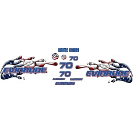 Evinrude 70hp Triple Carb Outboard USA - American Flag splash Decal kit