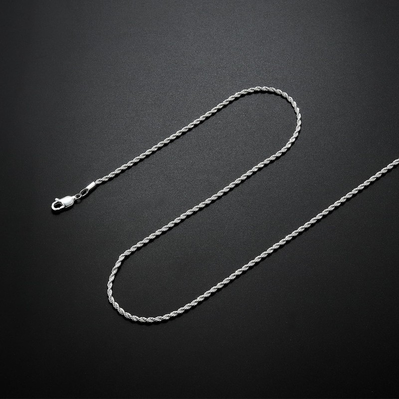 Meeran Sterling Silver Necklace for Men, 925 Silver Chain for