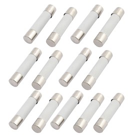 sourcing map Cylindrical Tubes Ceramic Fuse 6 mm x 30 mm 250 V 25 A Quick Strike Design Pack of 13
