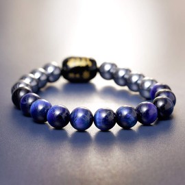 Jewboo Triple Protection Feng Shui Bracelets Terahertz Tiger Eye Agate Amulet for Men Women Natural Stone 10mm Prosperity Healing, 16.5 cm, Stone, Tiger's Eye