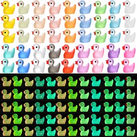 252Pcs Luminous Mini Resin Ducks, 18 Colors Tiny Duck Bulk Glow in The Dark Cute Tiny Ducks Resin Miniatures Fairy Garden Aquarium Dollhouse Landscape Decorations Mini Stuff Figures for Home Decor